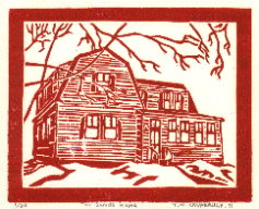 Woodcut: 'The Daniels Home,' by T. M. Cavanaugh, 1971